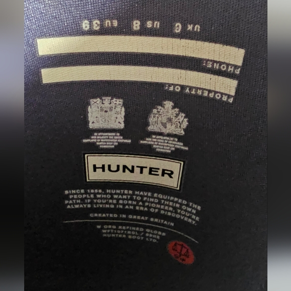 Hunter tall rain boots, grey, sz US 8, EU 39 - Picture 5 of 6